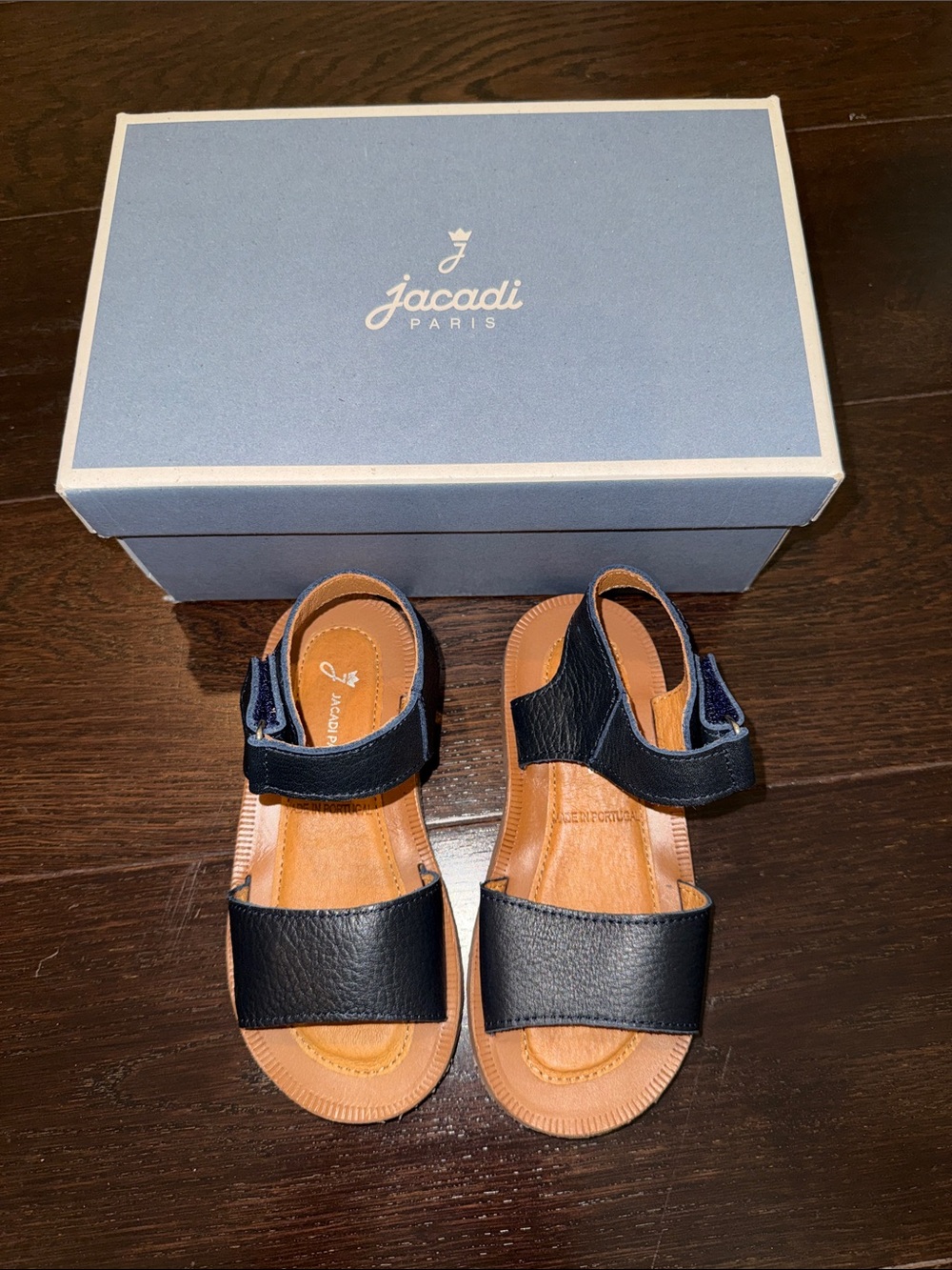 Jacadi Navy Toddler Boy Leather Sandals size 26